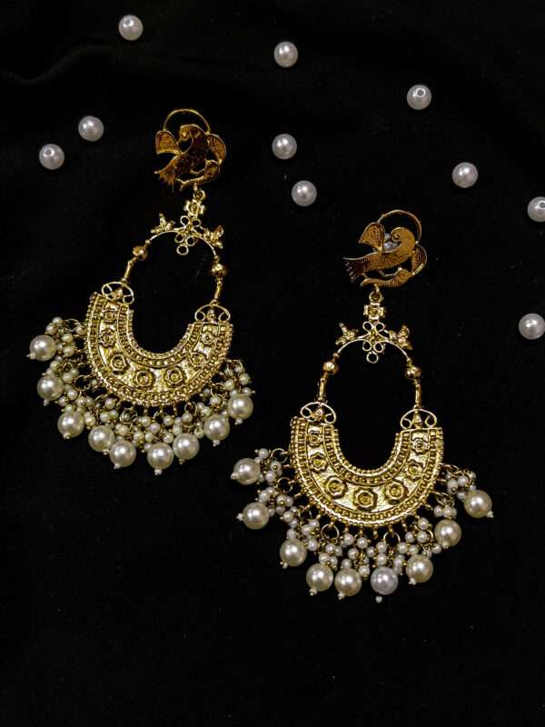 Trisha Golden Kundan Earrings
